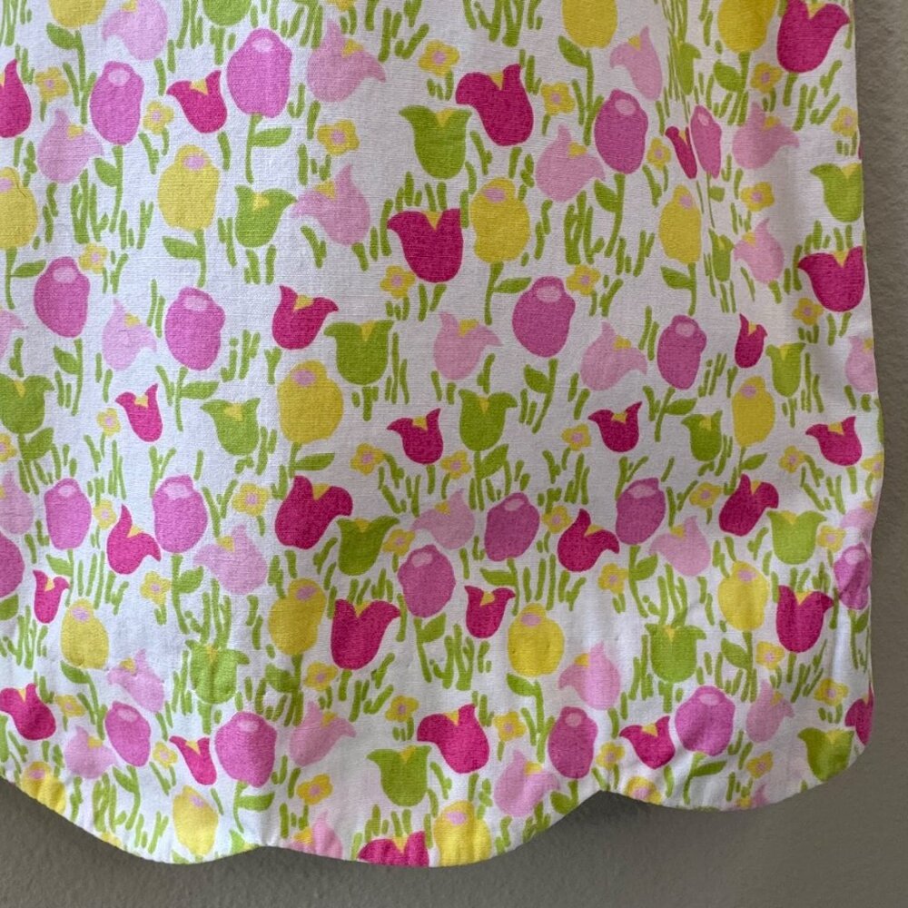 LILLY PULITZER Tulips Dress Girls 7 Scalloped Hem Sleeveless Spring Floral Summe - Picture 4 of 8